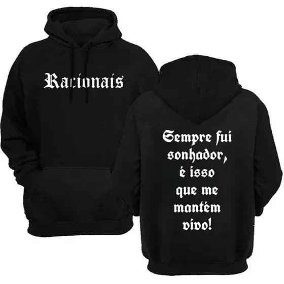 Blusa de Frio Moletom Masculino Adulto Racionais Flanelado Agasalho Com Bolsos RAP