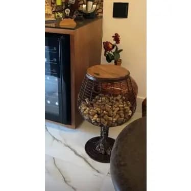 Mesa Adega De Vinho Moderna Porta Rolha Artesanal Grande Top