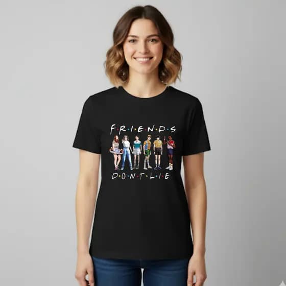 Camiseta Feminina Plusize e Oversized Unissex Série Stranger Things Friends Dont Lie Streetwear - 100% Algodão