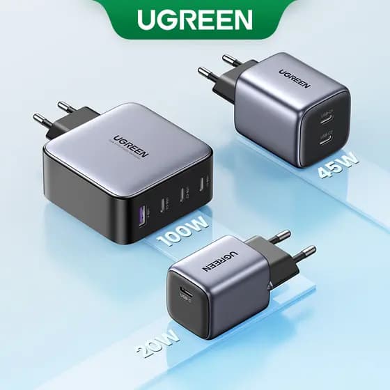 Carregador UGREEN GaN 100W 65W 45W Super Rápido PPS2.0 PD QC Para Samsung S23 , iPhone 14 , Xiaomi