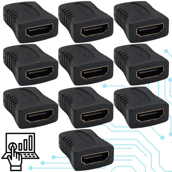 Kit 10 Adaptadores Hdmi Femea X Femea Emenda Extensor Conector De Cabo