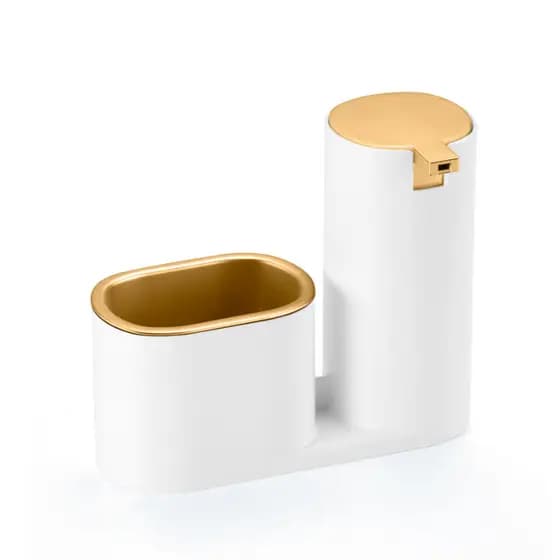 DISPENSER PARA DETERGENTE / BUCHA BRANCO / DOURADO CONCEITO CLEAN MODERNO
