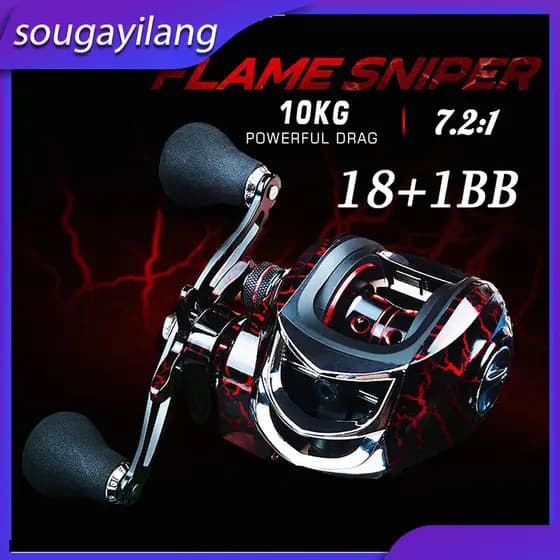 Sougayilang 18 + 1BB Carreto De Pesca Com Rolamentos De Esferas De Alta Velocidade 7.2 : 1 E Drag 10KG Potente