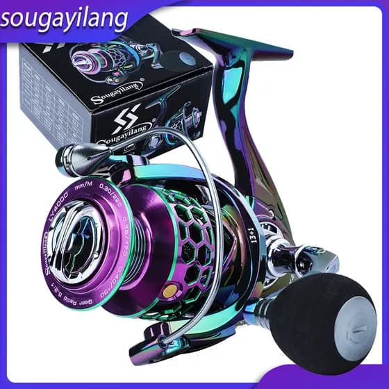Sougayilang viagem Reel Pesca colorido 13 +1 BB Luz Peso molinetes ultra suave poderosas para Água doce Água salgada Trolling Reel