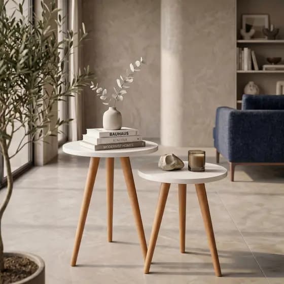 Kit de 2 Mesinhas Canto E Apoio Pe Palito Decorativa Para salas e Quartos LUNIM