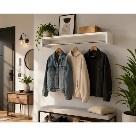 Cabideiro De Parede Arara Suspenso Roupas Aéreo Quarto Loja Closet Multiuso Cabides Organizador LUNIM