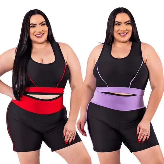 Kit 2 Conjunto Academia Roupa fitness Top e Short PLUS SIZE