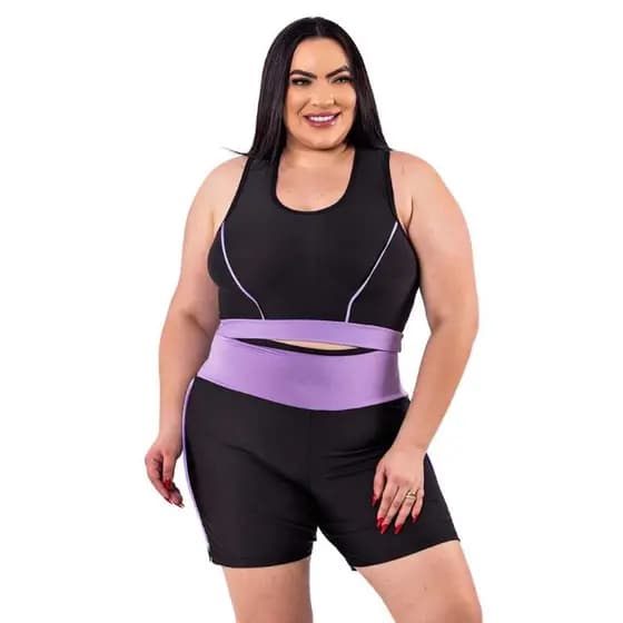 Conjunto de Academia Roupa fitness Top e Short Ciclista PLUS SIZE GG XGG EXGG