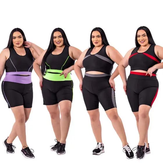 Kit 4 Conjunto de Academia Roupa fitness PLUS SIZE GG, XGG e EXGG