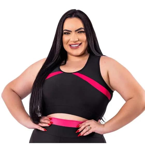 Top Academia Feminino Alta Sustentação Fitness Suplex PLUS SIZE