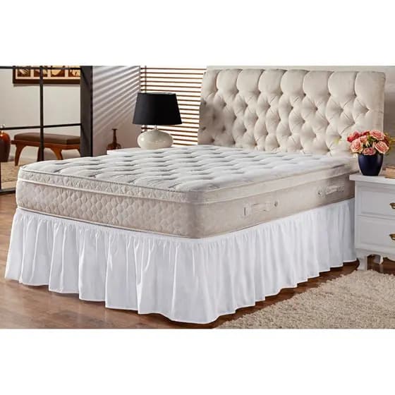 Saia Para Cama Box Com Elástico Em Toda A Volta Cores Banca Preta E Palha Promoção