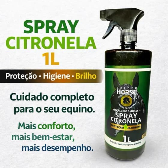 Spray Repelente Citronela 1L Para Cavalos Equinos Afasta Moscas Brilho Gatilho Agro Montaria