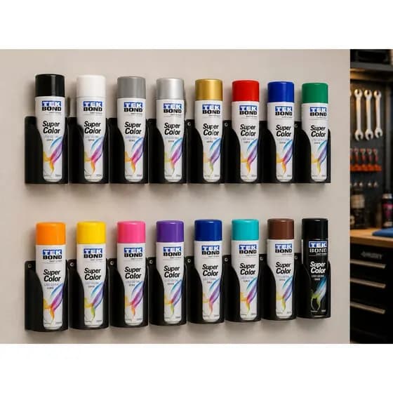 Suporte de Parede para Sprays, Aerossóis e Borrifadores, Organizador Modular para Produtos Automotivo, Limpeza