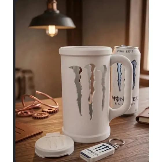 Porta Lata Monster 473 ml + Abridor Monster + Tampa Monster, Pota Copo Monster