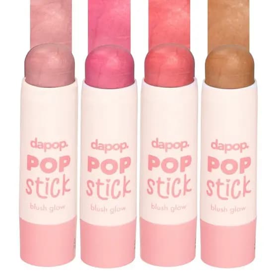 Blush Bastão Pop Stick Cremoso Glow Dapop com Cor e Brilho Natural para Bochechas
