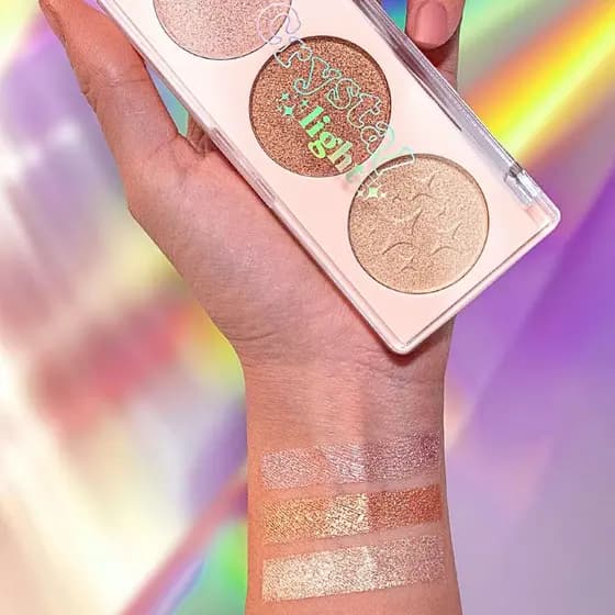 Paleta de Iluminador Maquiagem Trio Crystal Light City Girls