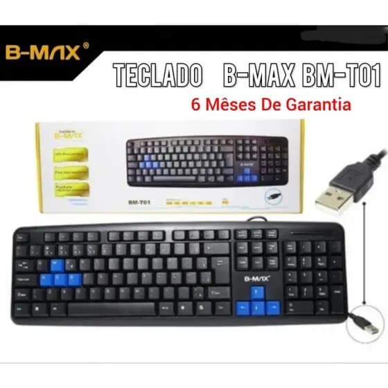 Teclado Gamer Com Fio USB Preto B-MAX Multimídia Impermeável Abnt2
