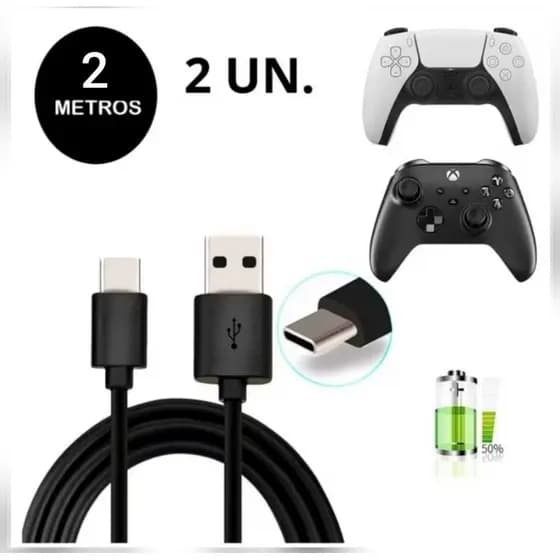 Cabo Carregador Dados Turbo Reforçado Tipo-c Para Controle PS-5 XBOX SÉRIES S E X De 2 Metros XC-CD-144