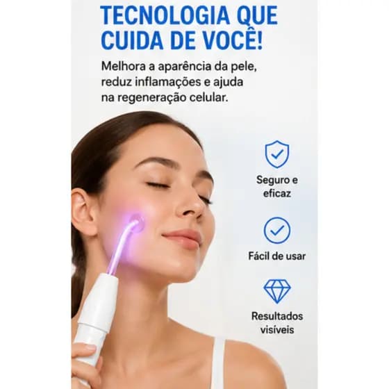 Aparelho Alta Frequência Portátil Para Limpeza De Pele Tratamento Facial e Capilar 4 Eletrodos Eletroterapia Bivolt