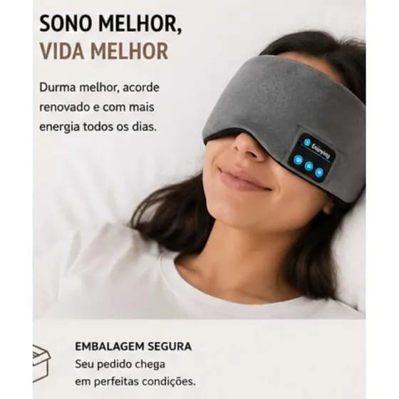 😴 Máscara de Dormir Bluetooth 5.3 com Fones Integrados | Máscara para Sono com Áudio Sem Fio | Confortável Recarregável