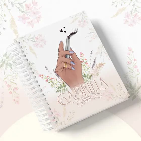 Agenda De Agendamento Lash Designer Personalizado Capa Holográfica 2025 / 2026 - Permanente com nome