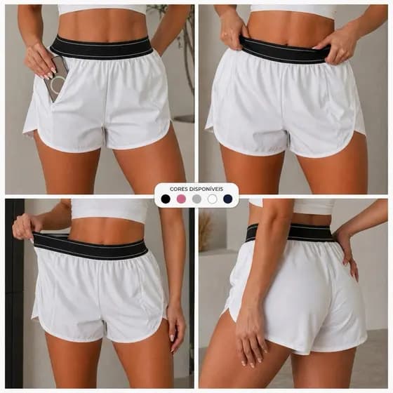 Short Duplo Feminino Esportivo com Bolso | Leve e Confortável | Academia, Corrida e Dia a Dia