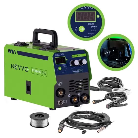 Máquina Inversora de Solda 120A Bivolt MIG Sem Gás MMA TIG Fixmig1355 NEVVO