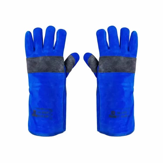 Luva de Soldador Alta Temperatura 300° Punho Longo Reforçada Vaqueta Raspa Boxer