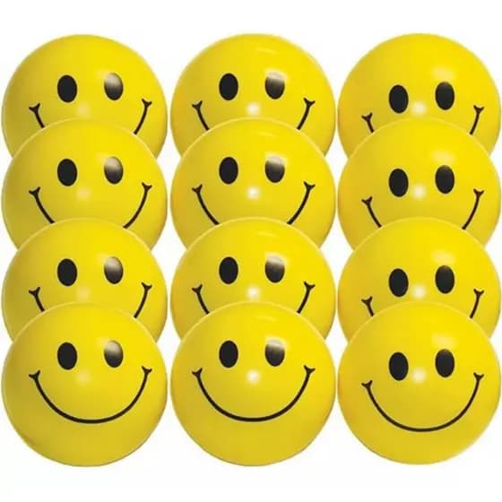 Kit 12 Bolinhas Bola Macia Emoji Anti Stress Massagem Smile