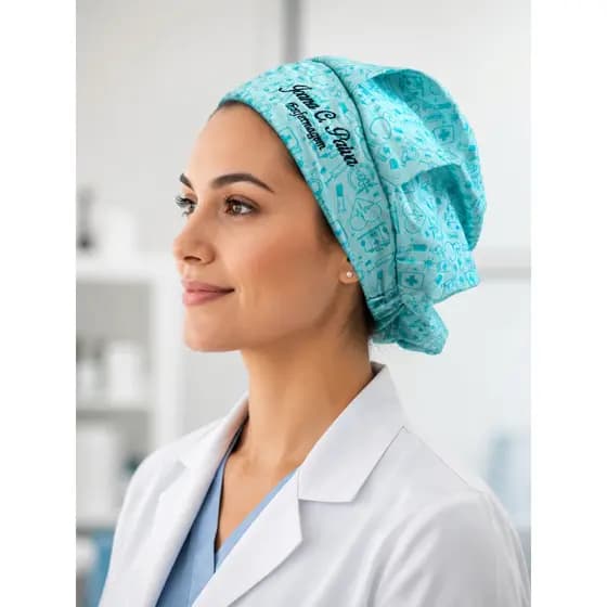 Touca cirurgica Enfermagem, biomedicina, medicina , odontologia Feminina Personalizada Nome Bordado