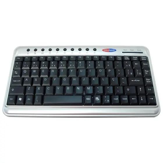 Teclado Mini PS2 Super Slim com 10 Teclas Multimídia – Confortável e Compacto - Sem Embalagem