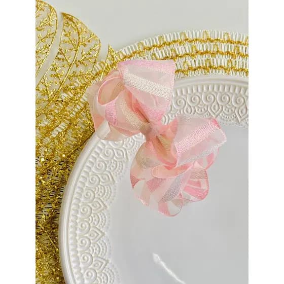 Tiara Infantil de Organza / Diadema Infantil Rosê, Bege /Tiara Infantil BO Listra