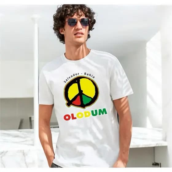 Camisa Básica Estampada Olodum 100% Algodão Unissex Camiseta Carnaval