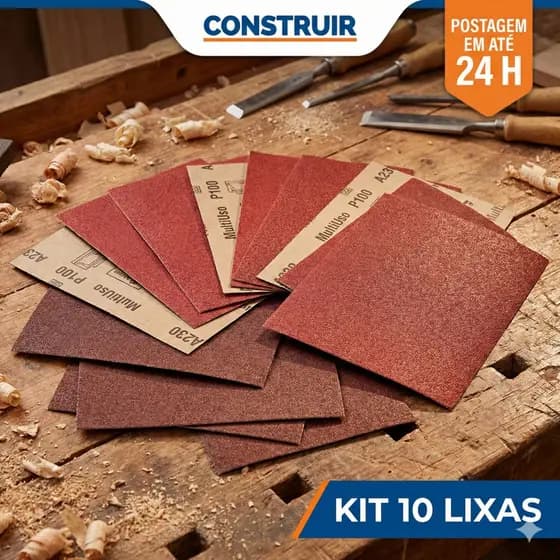 Kit 10 Lixas Massas Diversas Espessuras Para Paredes e Madeiras