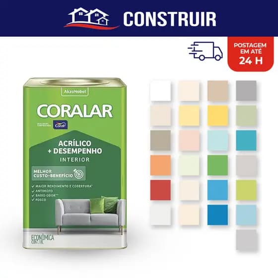 Tinta Coral Coralar 18 Litros Fosca Paredes Anti Mofo Acrílica Interno Interior Cores