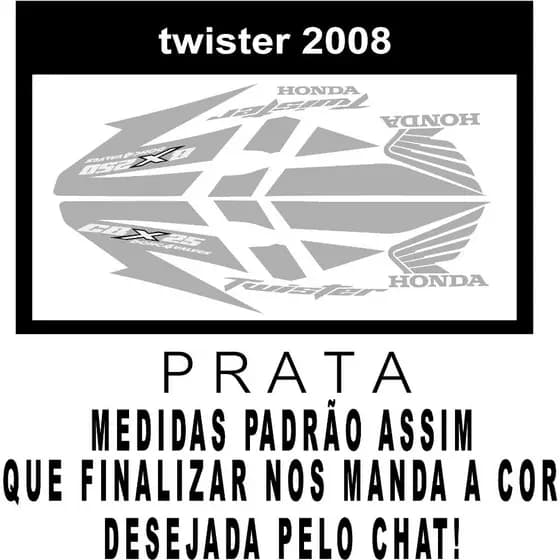 ADESIVO TWISTER DIVERSAS CORES MOTOCBX TWISTER 2008 TWISTER TANQUE E CARENAGENS