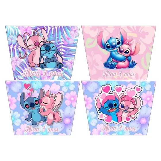 Adesivo A PROVA D'ÁGUA para Balde de Pipoca Stitch e Angel/Serve 1 L e 1,5L