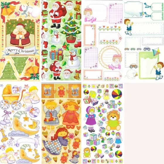 Papel para Decoupage e ScrapBook Vários Temas para Artesanato em Geral Tamanho da Folha 27.5 x14 cm
