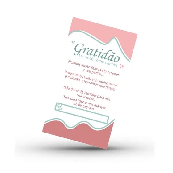 Cartão de Agradecimento ao Cliente Gratidão Instagram - 100 unidades
