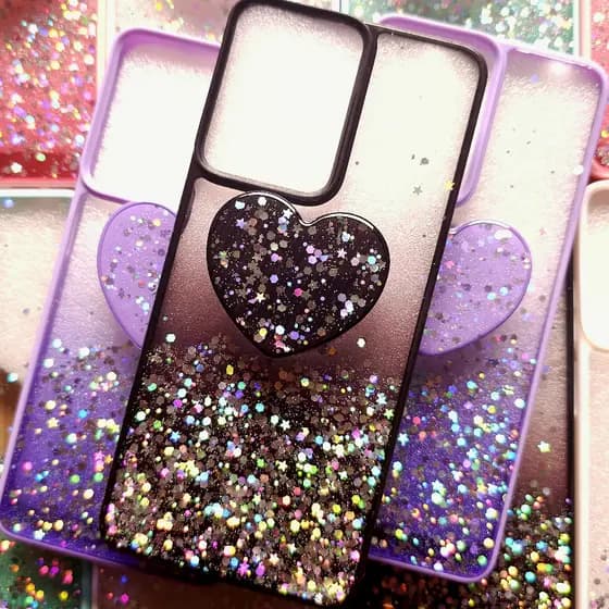Capa Capinha case anti impacto para Motorola Moto G04 - Capinha com glitter e Pop Socket para Motorola Moto G04S Moto G24 Power Moto G24