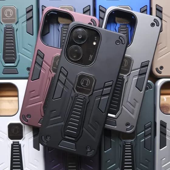 Capa Capinha armadura anti impacto com suporte magnético para Xiaomi Redmi 13C Capa anti Shock para Xiaomi Poco C65