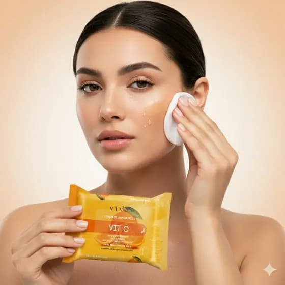 Lenço/removedor de maquiagem umedecido vitamina C Vivai lenço umedecido Demaquilante