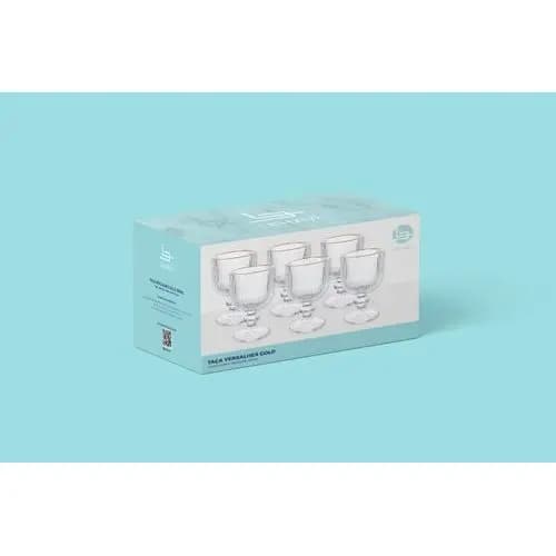 Conjunto 6 Taças Vidro Versalhes 260ml Transparente Elegante Resistente Para Vinho