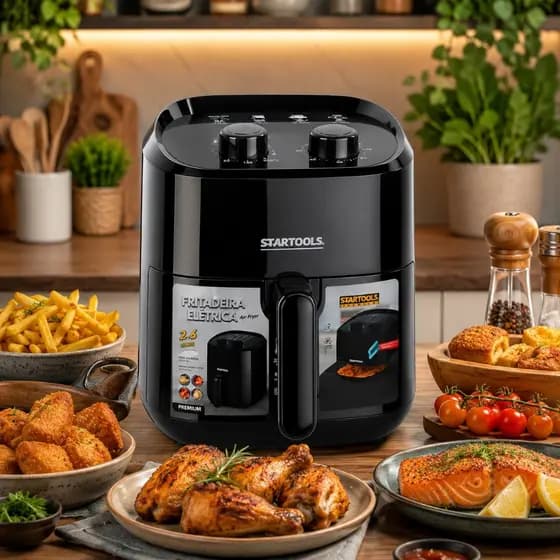 Fritadeira Elétrica Air Fryer 3,4 Litros 1200W 127/220V Sem Óleo Fácil de lavar Cozinha Saudével