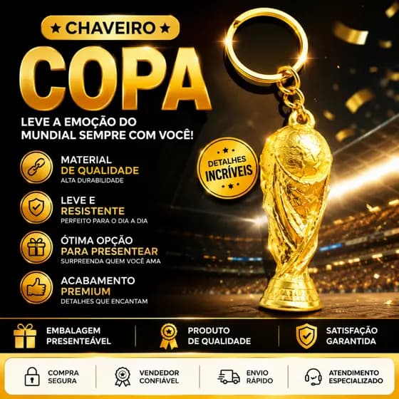 Chaveiro Copa do Mundo Brasil Hexa 2026 Básico | Leve, Resistente e Estiloso
