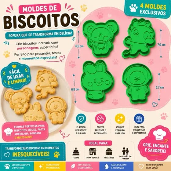Kit 4 und - Cortador e Marcador BTS (5 a 6cm)