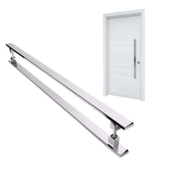 Puxador duplo inox barra chata 60cm para portas