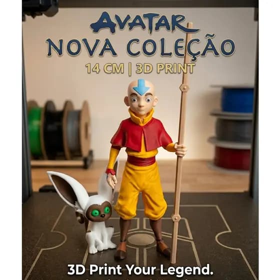Boneco Aang Avatar 3D 14cm Action Figure Avatar A Lenda de Aang Decorativo Colecionável Geek