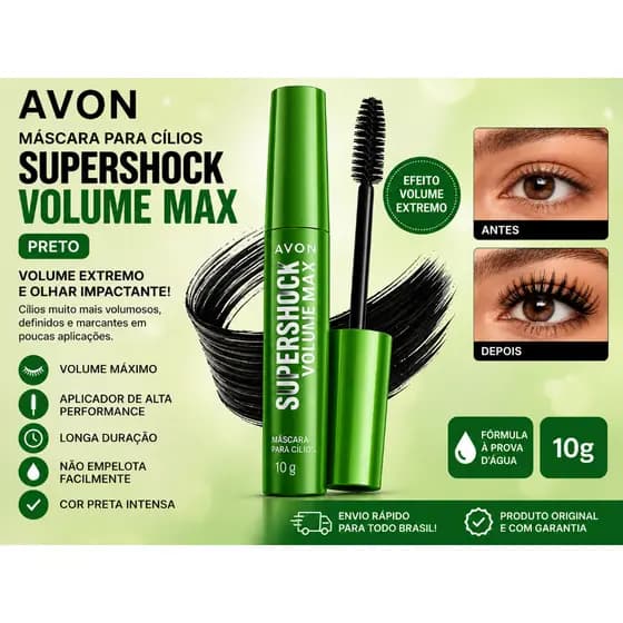 Avon Mascara Para Cílios Supershock Volume Max Preto 10G