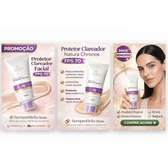 Lançamento- Protetor Solar Facial Clareador De manchas escuras Natura Chronos - todas as cores